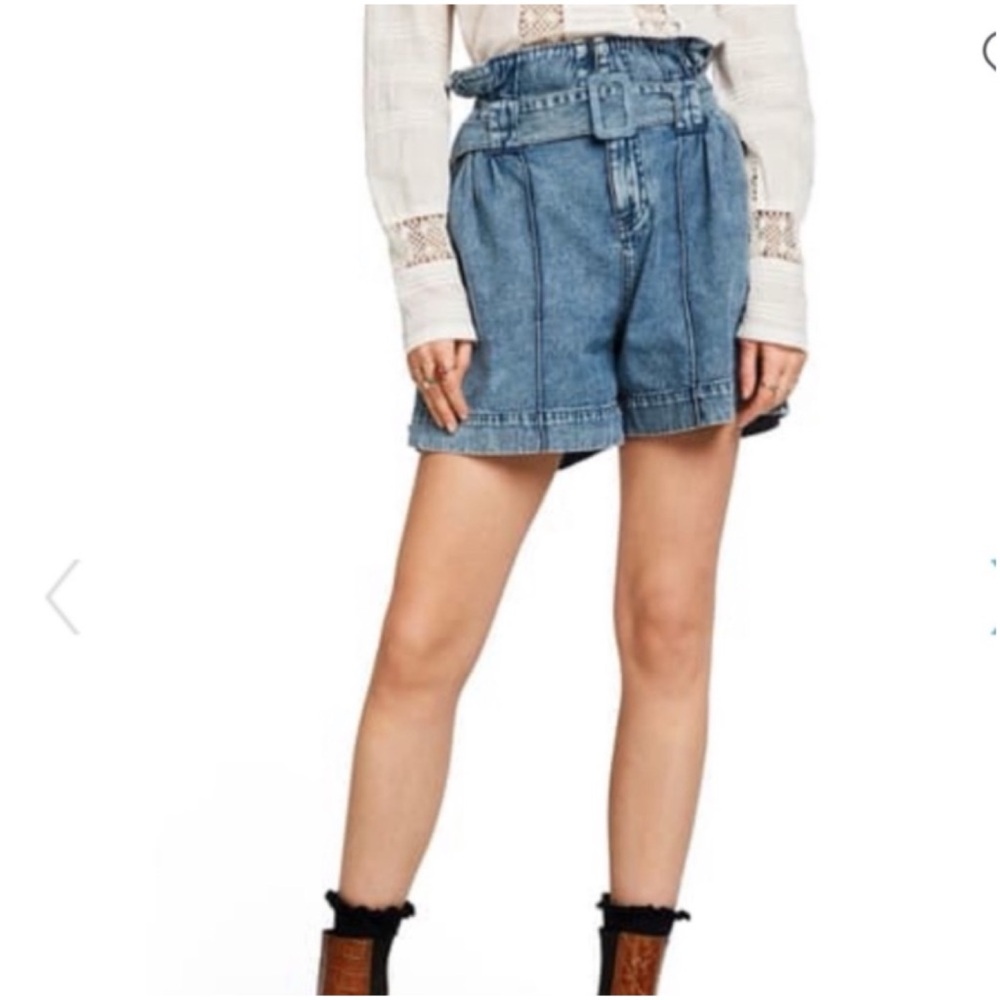 SCOTCH & SODA High Waisted Paperbag Denim Shorts
